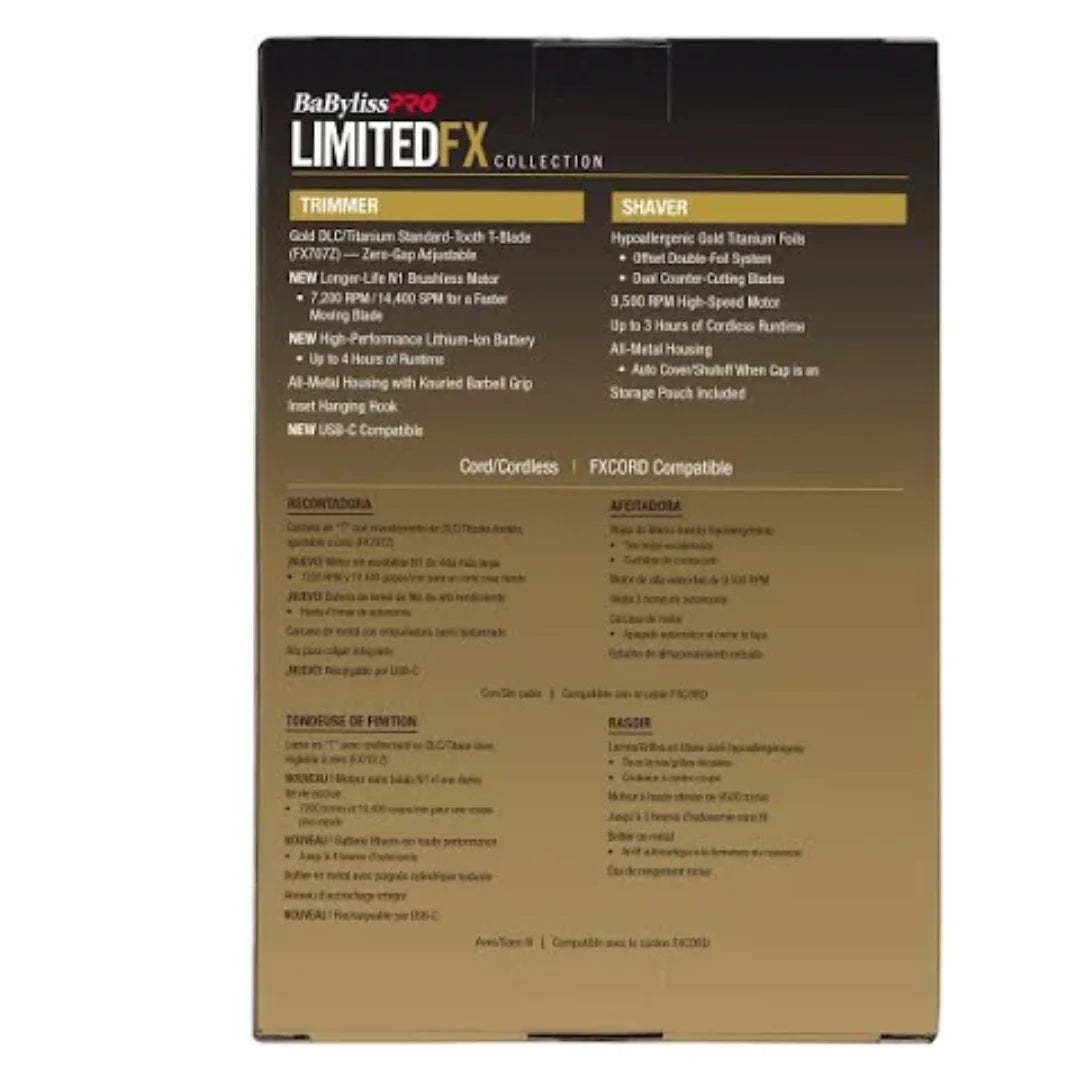 BabylissPRO LimitedFX Trimmer & Double-Foil Shaver Gold Collection