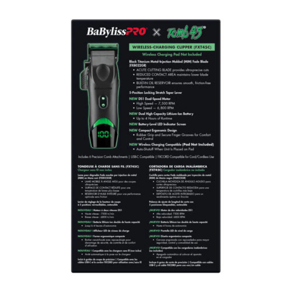 BabylissPro X Tomb45 Wireless Charging Clipper