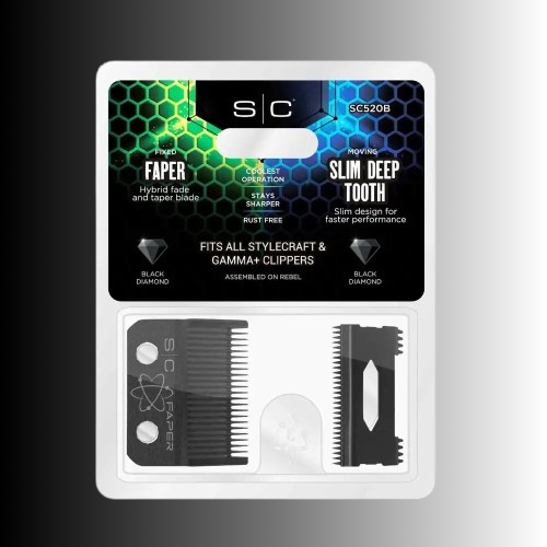 Stylecraft Replacement Fixed Black Diamond Faper Blade with Moving Black Diamond Carbon Slim Deep Tooth Cutter Set