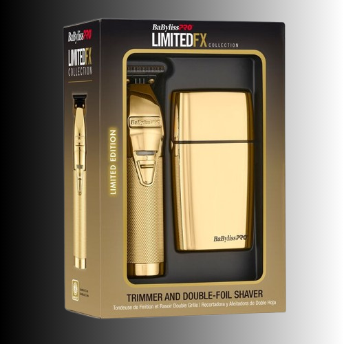 BabylissPRO LimitedFX Trimmer & Double-Foil Shaver Gold Collection