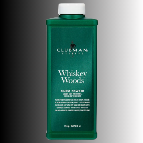Clubman- Whiskey Woods Talc Powder 9oz