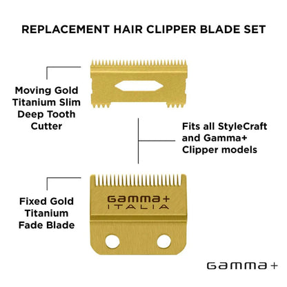 Gamma+ Gold Fade Blade with Moving Slim Deep Tooth Set | GP521G