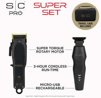 Stylecraft Super Set Rebel Cordless Hair Clipper & Flex Cordless Hair Trimmer Set