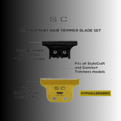 StyleCraft Gold X-Pro Fixed Trimmer Blade with DLC ‘The One’ Cutter Set