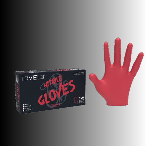 LV3 Nitrile Gloves Red