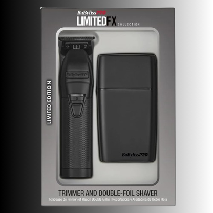 BabylissPRO LimitedFX Trimmer and Double-Foil Shaver Matte Black Collection